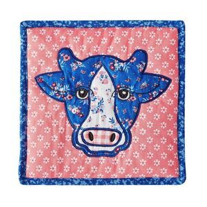 Pioneer Woman Cow Patchwork Quilted Pink Blue Hot Pad Trivet Country Kitchen NEW